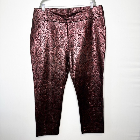 Soft Surroundings Rose Metallic Pants Size 2X Damask Jacquard Stretch Party - Picture 9 of 9